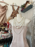 Light Pink Strapless A-Line Satin Midi Length Vintage Party Dress, HZ0319