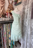 Sage Green Chiffon Ruffles Midi Length Vintage Party Dress Cocktail Dress, HZ0319