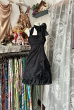 Black Straps Sheath Chiffon Vintage Short Party Dress Homecoming Dress, HZ0319