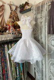 White Halter A-Line Chiffon Vintage Short Party Dress Homecoming Dress, HZ0319