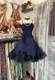Navy Blue Straps A-Line Satin Vintage Short Party Dress Homecoming Dress, HZ0319