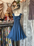 Teal Sleeveless A-Line Chiffon Vintage Short Party Dress Homecoming Dress, HZ0319