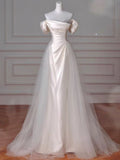 Elegant Off Shoulder Mermaid Satin Pretty Wedding Dress Prom Dress, HZ0319