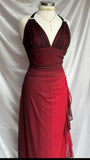 Burgundy Gradient Halter Sheath Chiffon Long Party Dress Vintage Evening Dress, HZ0319