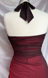 Burgundy Gradient Halter Sheath Chiffon Long Party Dress Vintage Evening Dress, HZ0319