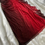 Burgundy Gradient Halter Sheath Chiffon Long Party Dress Vintage Evening Dress, HZ0319