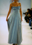 Cute Blue Spaghetti Straps A-Line Long Party Dress Birthday Dress, HZ0319