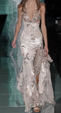 Elegant V Neck Mermaid Chiffon Long Party Dress Evening Gown, HZ0319