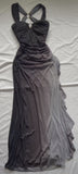 Grey Straps Ombre Ruffles Chiffon Long Party Dress Vintage Evening Gown, HZ0319