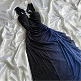 Grey Straps Ombre Ruffles Chiffon Long Party Dress Vintage Evening Gown, HZ0319
