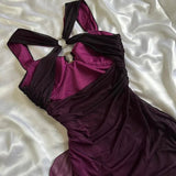 Purple Straps Ombre Ruffles Chiffon Long Party Dress Vintage Evening Gown, HZ0319