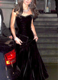 Black Sweetheart Velvet Mermaid Long Party Dress Formal Evening Gown, HZ0319