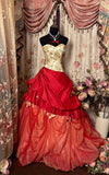 Red Sweetheart A-Line Satin Vintage Party Dress Formal Evening Gown, HZ0319