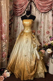 Sunset Ombre Strapless A-Line Satin Long Party Dress Vintage Evening Dress, HZ0319