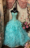 Blue Sweetheart Neck A-Line Long Party Dress Vintage Evening Dress, HZ0319