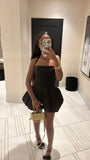 Black Halter Neck A-Line Short Party Dress Homecoming Dress Birthday Dress, HZ0319