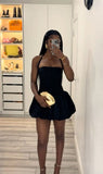 Black Halter Neck A-Line Short Party Dress Homecoming Dress Birthday Dress, HZ0319