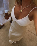 Spaghetti Straps Sheath Satin Simple Long Party Dress Wedding Guest Dress, HZ0319