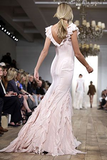 Pink V Neck Mermaid Ruffles Chiffon Long Party Dress Vintage Evening Dress, HZ0319