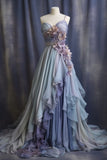Ombre One Shoulder A-Line Appliques Long Party Dress Formal Evening Gown, HZ0319