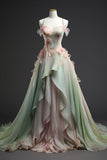 Fairy Spaghetti Straps A-Line Appliques Long Party Dress Formal Evening Gown, HZ0319