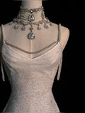 Stunning White Backless Mermaid Shiny Long Party Gown Wedding Dress, HZ0319