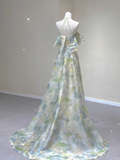 Fairy Green Halter Off Shoulder A-Line Elegant Long Party Dress Birthday Outfits, HZ0319