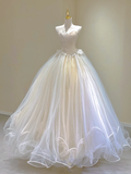 Beautiful Sweetheart A-Line Tulle Appliques Wedding Dress Long Prom Gown, HZ0319