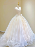 Beautiful Sweetheart A-Line Tulle Appliques Wedding Dress Long Prom Gown, HZ0319