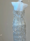 Glitter Strapless Beading Sheath Long Party Dress Gorgeous Evening Gown, HZ0319