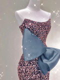 Gorgeous Gradient Strapless Mermaid Sequins Long Prom Dress Evening Gown, HZ0319