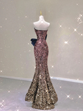 Gorgeous Gradient Strapless Mermaid Sequins Long Prom Dress Evening Gown, HZ0319