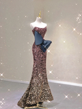 Gorgeous Gradient Strapless Mermaid Sequins Long Prom Dress Evening Gown, HZ0319