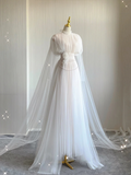 Retro White Sleeveless A-Line Tulle Birthday Dress Elegant Wedding Dress, HZ0319