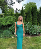 Green Straps Mermaid Formal Long Party Dress Wedding Guest Dress, HZ0319