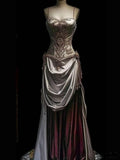 Retro Spaghetti Straps A-Line Beading Vintage Prom Dress Evening Gown, HZ0319
