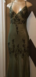 Dusty Green V Neck Straps Sheath Beading Vintage Prom Dress Evening Dress, HZ0319