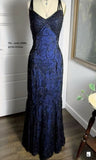 Royal Blue Straps Mermaid Beading Long Party Dress Vintage Evening Dress, HZ0319