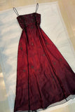 Wine Red Straps A-Line Beading Long Party Dress Vintage Prom Dress, HZ0319