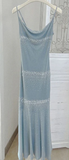 Shiny Blue Spaghetti Straps Sheath Midi Length Party Dress Cocktail Dress, HZ0319