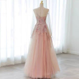 Gorgeous Long Sleeves A-Line Beading Long Prom Dress Evening Gown, HZ0319