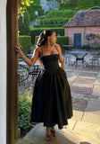 Black Spaghetti Straps A-Line Long Party Dress Wedding Guest Dress, HZ0319