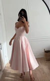 Pink Straps A-Line Long Party Dress Wedding Guest Dress Birthday Dress, HZ0319