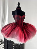 Burgundy Sweetheart Neck A-Line Short Party Dress Homecoming Dress, HZ0319