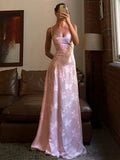 Pink Spaghetti Straps A-Line Long Party Dress Wedding Guest Dress Birthday Outfits, HZ0319