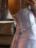 Lilac Spaghetti Straps A-Line Long Party Dress Wedding Guest Dress Birthday Outfits, HZ0319