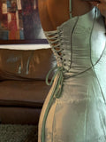 Green Straps A-Line Long Party Dress Wedding Guest Dress Birthday Outfits, HZ0319