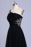Elegant One Shoulder Gradient A-Line Vintage Long Party Dress Formal Prom Dress, HZ0319