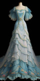 Fairy Blue A-Line Layers Princess Long Party Dress Birthday Party Dress, HZ0319