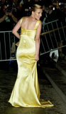 Elegant Yellow Straps Mermaid Satin Long Party Dress Evening Gown, HZ0319